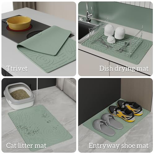 Galaxy Pet Feeding Mat (23.6"L x 15.8"W / Sage Green)