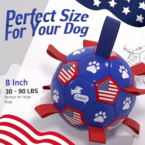 Dog Toys Soccer Ball with Straps (Flag / 8 Inch)