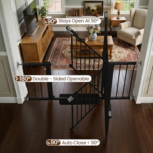 36" Extra Tall Baby Gate for Stairs (Black / 29.7-48"W x 36"H)