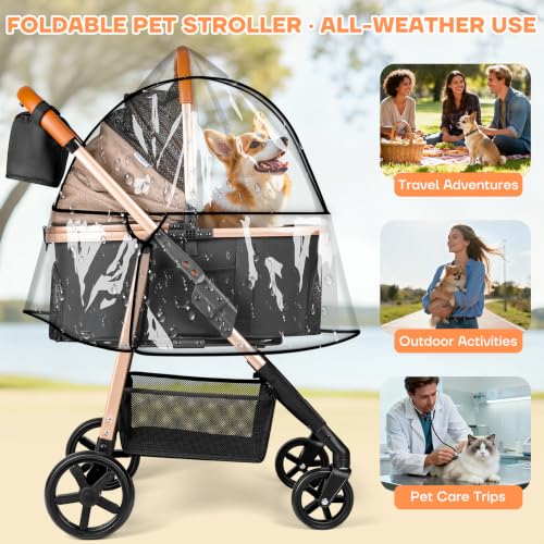 Dog Cat Stroller for Small (Khaki)
