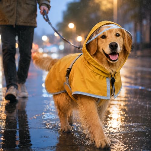 Dog Raincoat Waterproof Reflective Adjustable Hooded Windproof Jacket (XXX-Large)