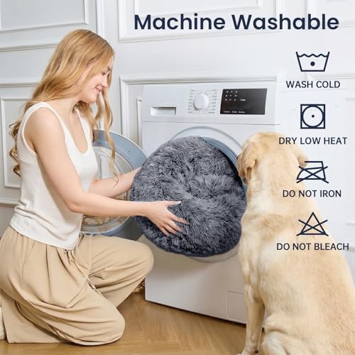 Calming Dog Beds Extra Large Sized Dog (Dark Grey / 45.0"L x 45.0"W x 10.0"Th)