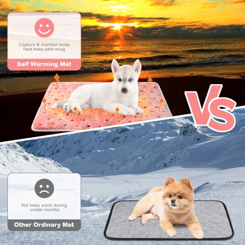 4 Pack Self Heating Cat Bed Cat Self Warming Pad with Removable Cover Extra Warm Thermal Pet Pad Washable Pet Crate Mat Anti Slip Kennel for Indoor Outdoor Pets (16 x 20 Inches)
