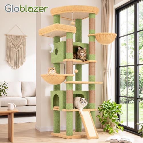 80in Cactus Extra Large Heavy Duty Corner Cat Tree Tower (Green)