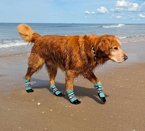 All Weather Neoprene Paw Protector Dog Boots with Reflective Straps in 5 Sizes! (Large)
