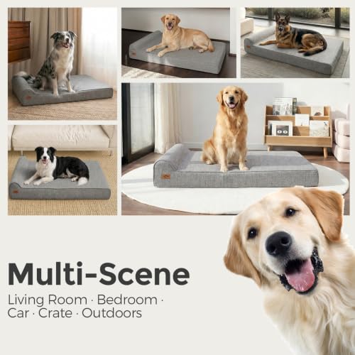 7" Thick Orthopedic Dog Beds for Extra Large Dogs (XX-Large / Style B-Grey)