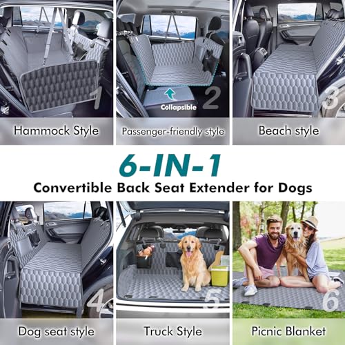 L Back Seat Extender for Dogs (Grey / L Pickup Truck/Cars / Mid-Size SUV)