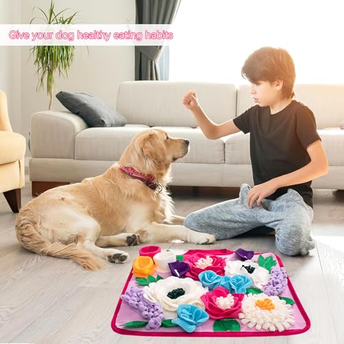 Snuffle Mat for Dogs Pet Treats Feeding Mat for Small (Rose pink)