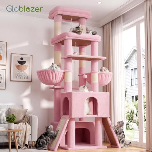 Z78 Heavy Duty Cat Tree for 20lbs Large Adult Cats (Pink / 78 inch)