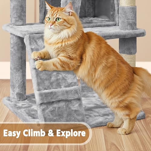 62in Cat Tree Tower (Light Gray / 62in)