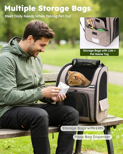 Cat Backpack Expandable (Brown / 12.6"L x 10.2"W x 16.5"H)