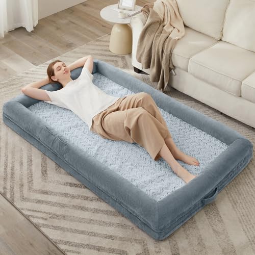 Human Dog Bed Orthopedic for Adult & Dogs Comfy Sleeping (Grey / Human (71x46x7.5in))