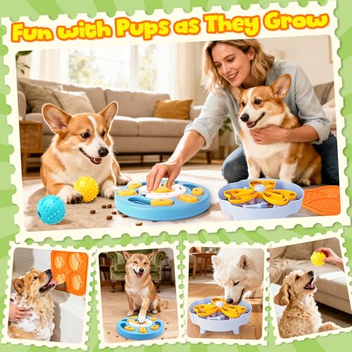 Slow Feeding Enrichment Set with Lick Mat & Puzzle Toy (Curated Dog Puzzle Toys)