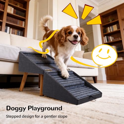 Dog Stairs for Small Dogs 17.13" H Wooden Dog Ramp Ottoman
