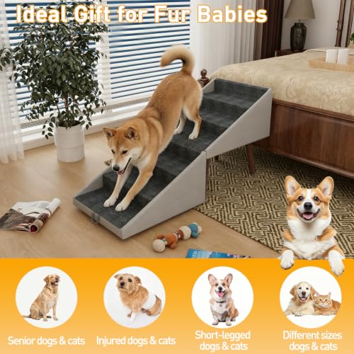 Dog Stairs for High Bed & Couch (Gray)