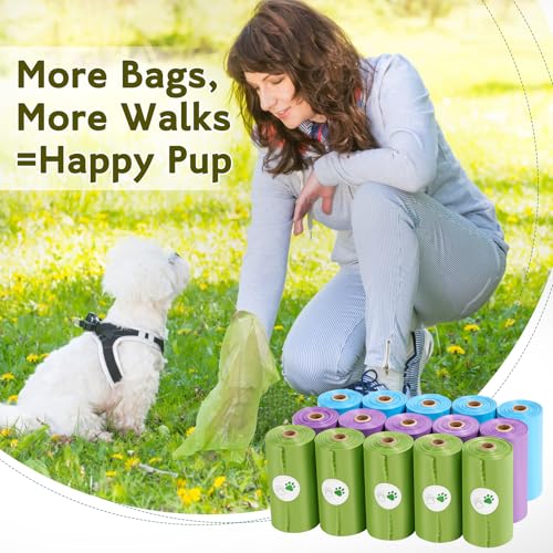 Dog Poop Bags Rolls (Grass Green / 20 Count (Pack of 15))
