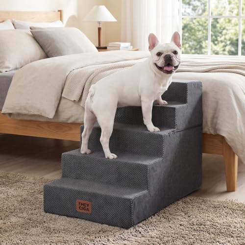 Dog Stairs for Bed 22.5" H (Grey / Extra Wide 17.7" x 35" x 22.5")
