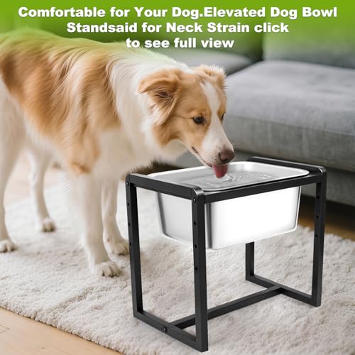Adjustable Height Elevated Large Dog Water Bowls with Stainless Steel Bowls and Metal Stand (2GLLON)