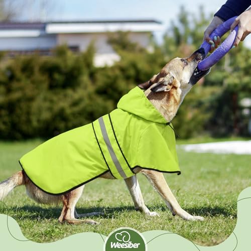 Dog Raincoat Waterproof Dog Rain Jacket with Leash Hole (Large / Green)