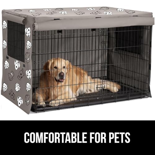 Dog Crate Covers (Taupe Dogs / 42" X 28" X 30")