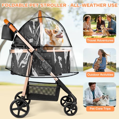 Dog Cat Stroller for Small (Black)