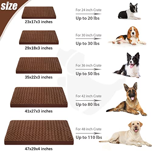 Washable Dog Bed for Crate Waterproof for Medium Dogs (Brown / 29.0"L x 18.0"W x 3.0"Th)