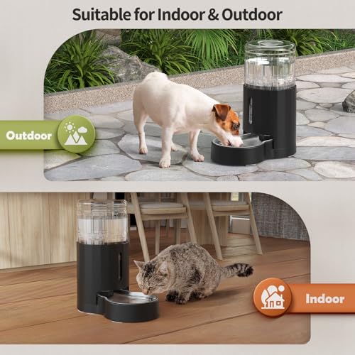 Cat Water Dispenser with Filter and Stainless Steel Bowl (Black / 4L + Filter)