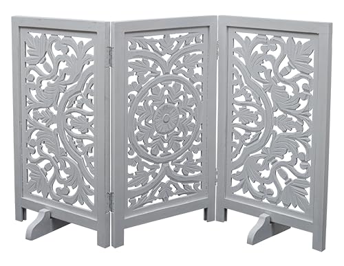 Freestanding Pet Gate for Dogs (White Antique / 48x28" 3 Panel Circle)
