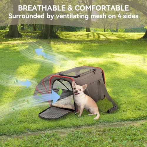 Expandable Cat Carrier Dog Carriers (17.0"L x 11.0"W x 11.0"H / Gray brown)