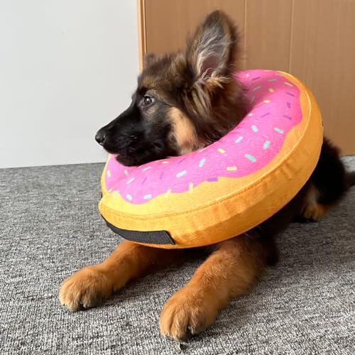 Inflatable Dog Cone Collar for Dogs & Cats (Yellow/Pink Cheese / Medium (Neck: 11"-15"))