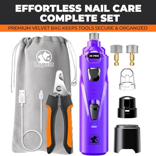Whisper Quiet Dog Nail Grinder Safe & Stress (Purple)