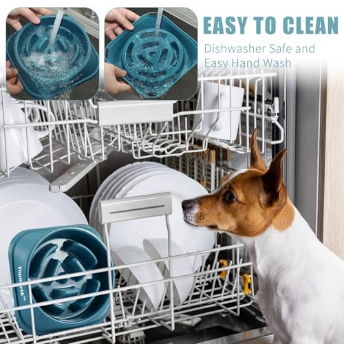 Slow Feeder Dog Bowls for Medium Dogs & Cats (Medium / Navy Blue)
