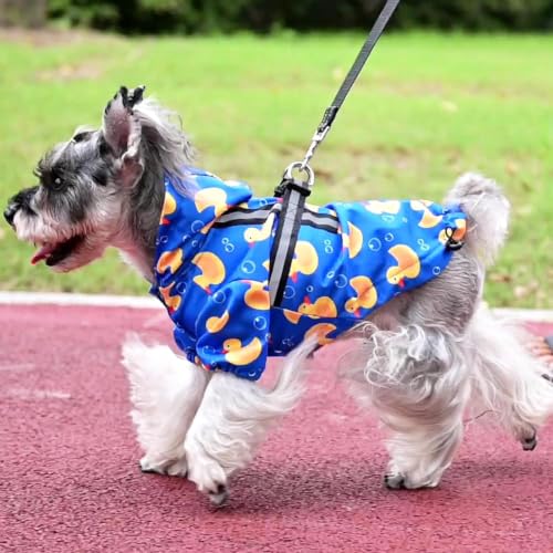 Dog Raincoat with Hood & Harness Built (L (Back 17", Chest 23", Neck 16") / Blue)