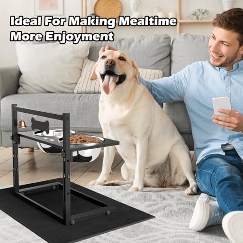 Elevated Dog Bowls with Mat (metal plate - large dogs)