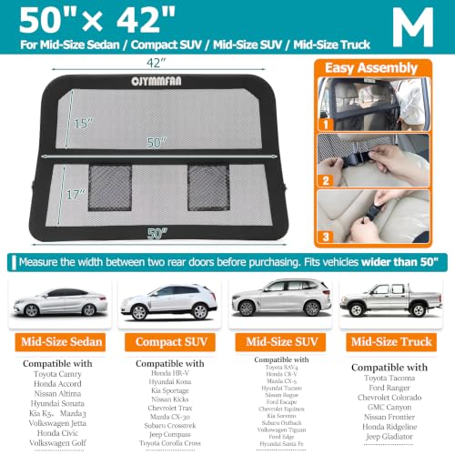 Dog Barrier for Car Back Seat & Cargo Area with Wider Coverage (Medium-for Mid Sedan/Compact & Mid SUV/Mid Truck)
