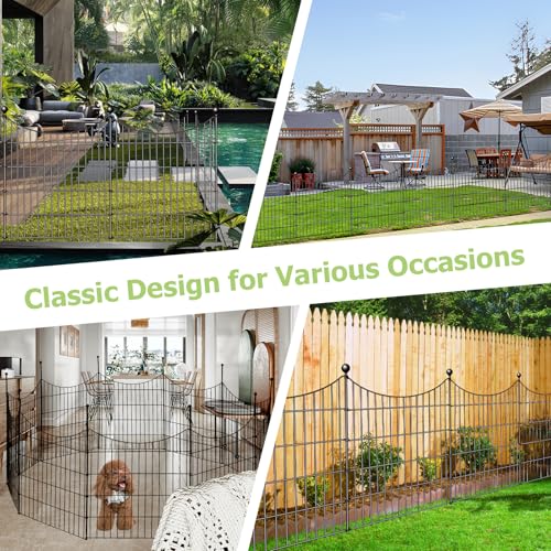 10‑Panel No‑Dig Garden Fence with Gate (10pc 23.6 ft(L) X 32 in(H) with Gate-Concave)