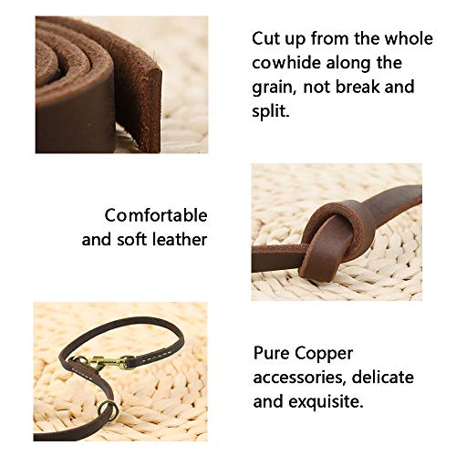 Multi Function 8ft Leather Dog Leash (Brown / 8ft*1/2inch)