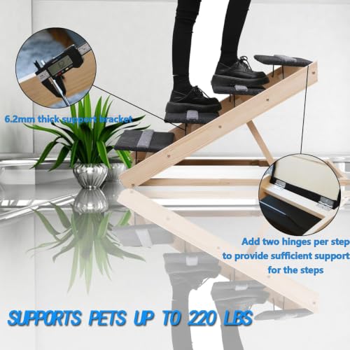 Upgrade 2-in-1 Pet Ramp Dog Stair,Folding Pet Stairs,Portable Dog Ramp for Small&Large Old Animals with Non-Slip Surface,Dog Ramp for Bed,Couch and Car,11.8" to 23.6" Height Adjustable(40×17.7) (40×17.71)
