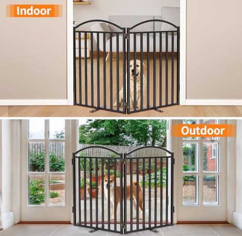 Metal Freestanding Dog Gates (Black / 48''W × 32''H)