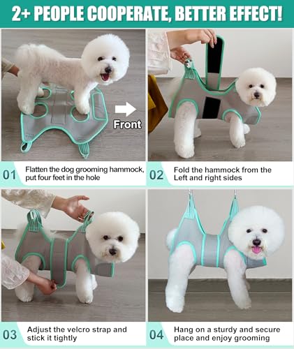 Dog Grooming Hammock Harness (XXS (8 LB Max) Silver Grey 4-9in)