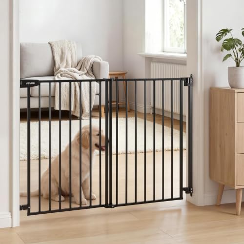 Pet Gate for Stairs (Black / 31-48" Wide x 36" Tall)