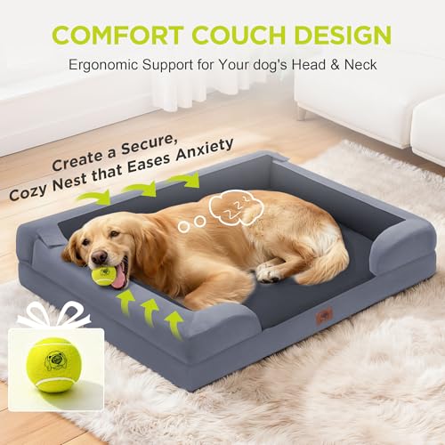 Waterproof Orthopedic Dog Bed for Medium Large Sized Dogs (36 x 27 x 7.5 in / Dark Grey)