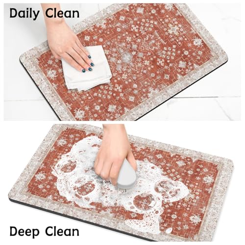 Pet Food Mats for Floor (Orange / 30"l X 17"w)