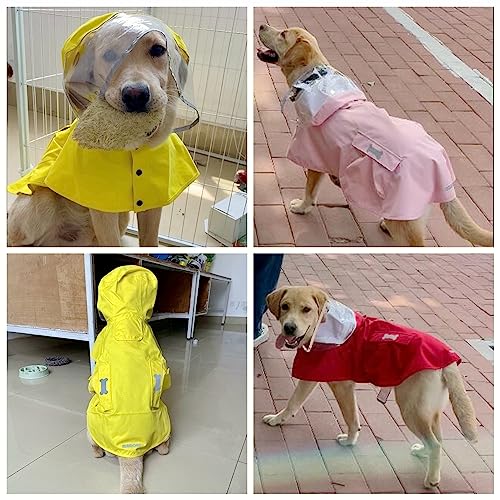 Dog Waterproof Raincoat with Poncho Hoodie (X-Large: 37-55lbs / Yellow)