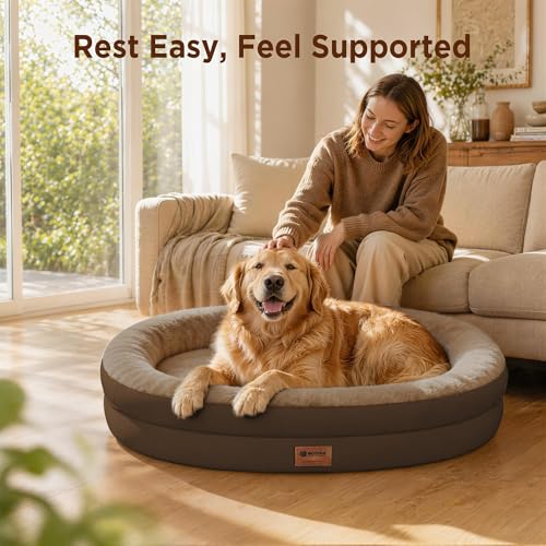 Waterproof Orthopedic Dog Bed for Extra Large Dogs (Coffee / 53"L x 42"W x 8.5"Th)