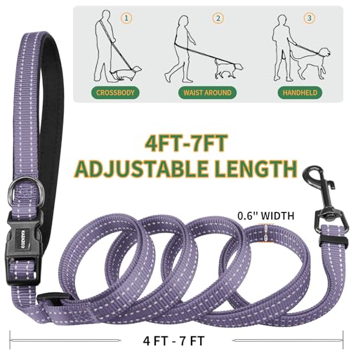 Hands Free Dog Leash with Poop Bag Holder (Deep Purple)