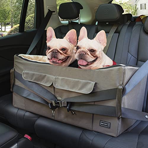 Dog Booster Seat for 2 Small Dogs or Medium Dog up to 55 lbs (Large / Brown)