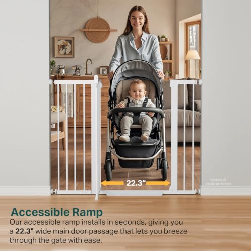 36" Extra Tall Baby Gate for Stairs (White / 30-48"W x 36"H)