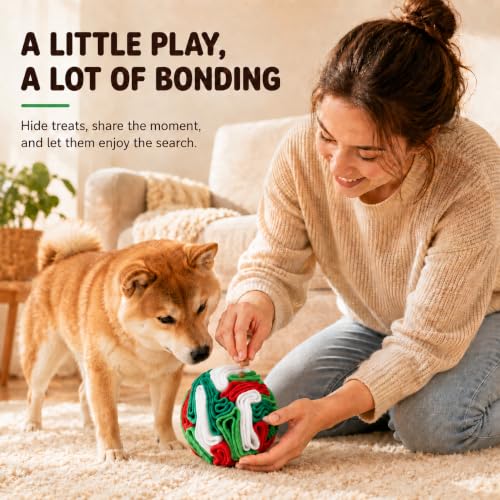 Multi Color Snuffle Ball for Dogs (White & Green / Small)