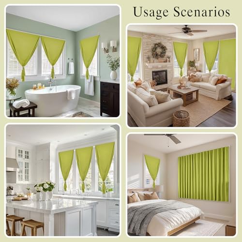100% Blackout Self Adhesive Curtains (45"W x 60"L (Pack of 1) / Fruit Green)